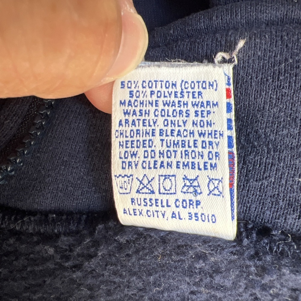 Russell Athletic 1/4 Zip Sweatshirt XXL Navy Red White Stripe Blokecore Vtg 90s - Picture 6 of 13